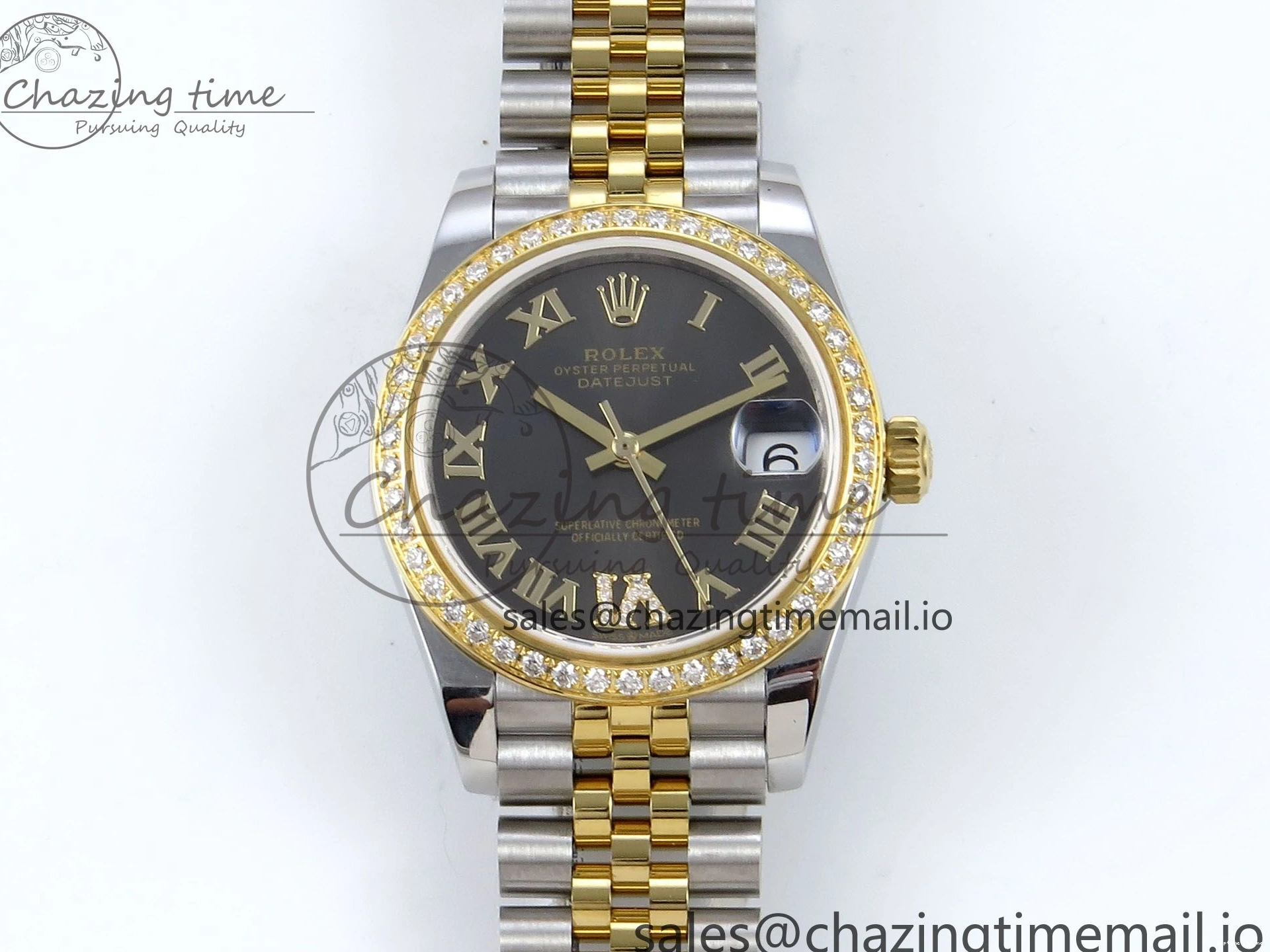 0513 Attractive DateJust 31 278383RBR JARF 1:1 Best Edition 904L Steel Gray Roman Diamonds Dial on SS YG Jubilee Bracelet HZ 880